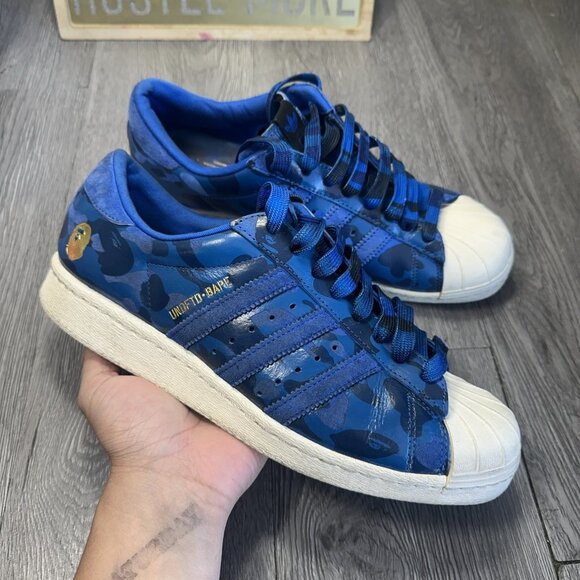Size 8.5 - adidas A Bathing Ape x Undeafeated x Superstar 80s Blue Camo